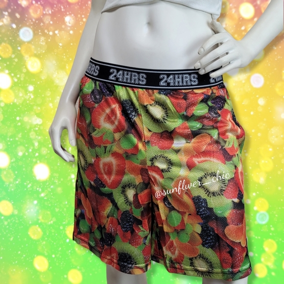 [NEW] 24hrs/Dolls Kill Unisex Fruit Basketball Shorts - Picture 6 of 9